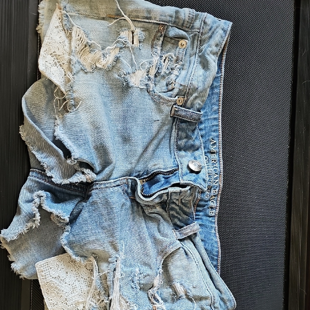 American Eagle Outfitters Light Blue Ripped Jean Shorts
